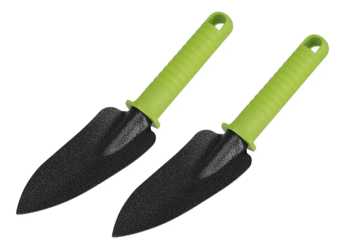 Kit Jardinagem 2 Pazinha Estreita Horta Jardim Verde E Preto