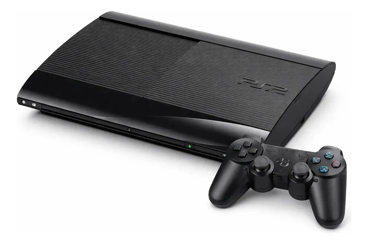 Console PS3 Super Slim 250 GB Preto, Com 2 Controles e 80 Jogos