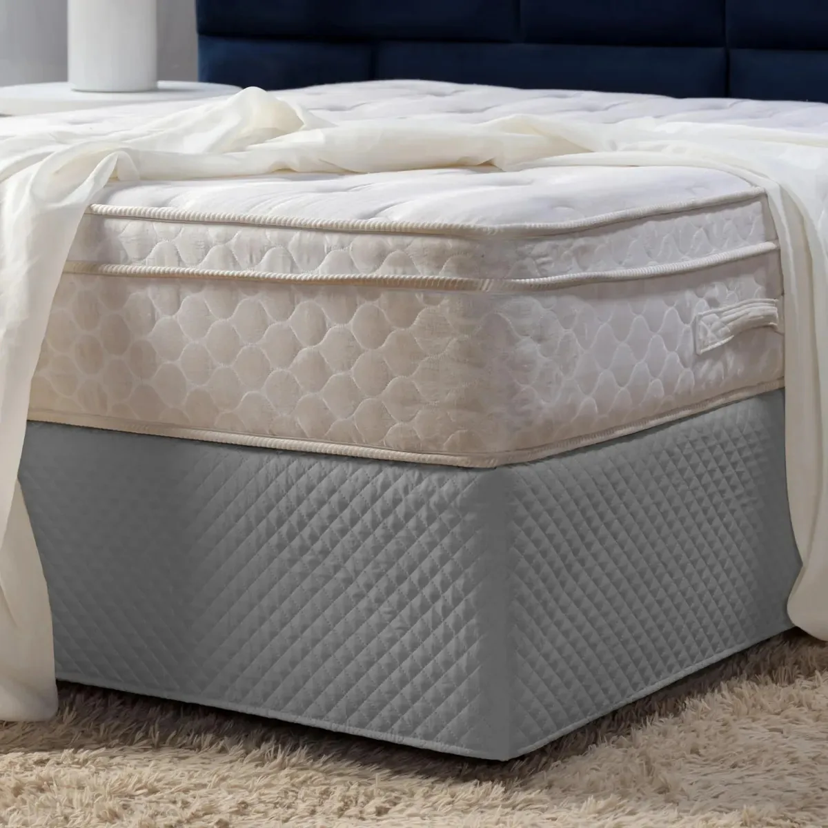 Saia Box Queen Matelassê Ultrassônico Com Elástico Cinza