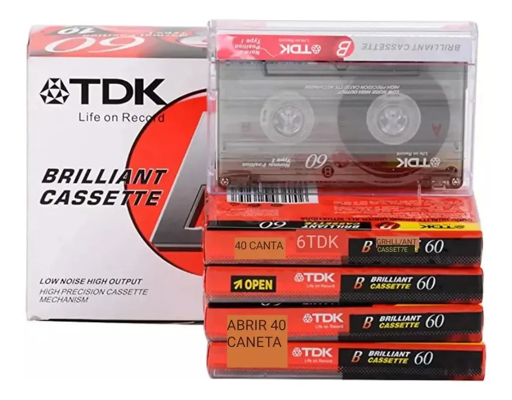 Fita Cassete K7 60 Minutos Tdk B60 Caixa Com 10 Peças