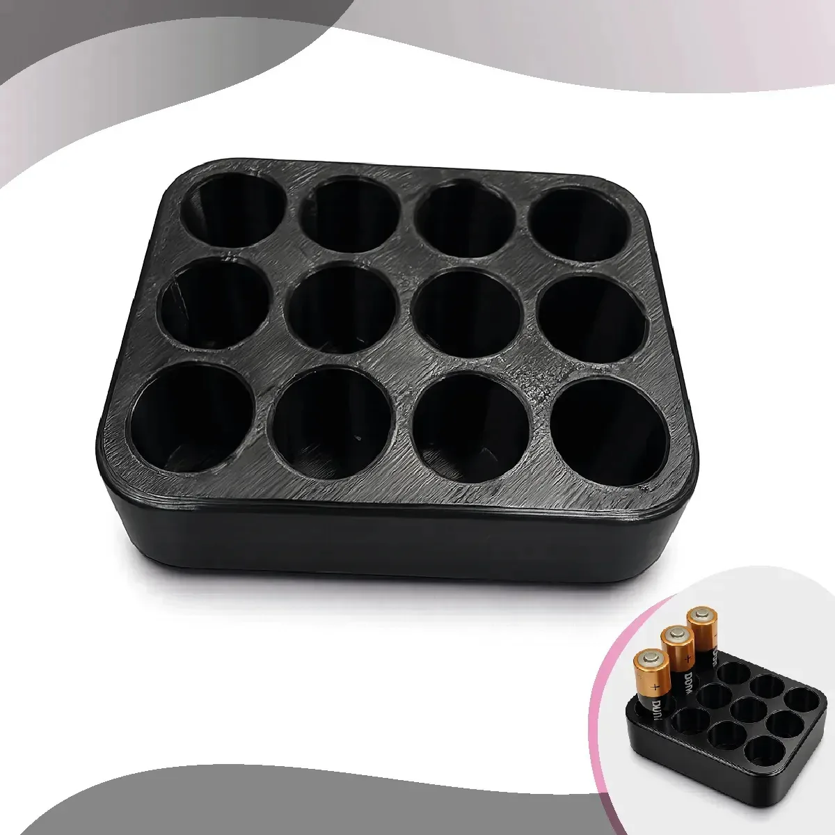 Suporte Organizador Pilhas Aa 12 Slots Porta Pilha Compacto Resistente Case Estojo Organização Boa Dica