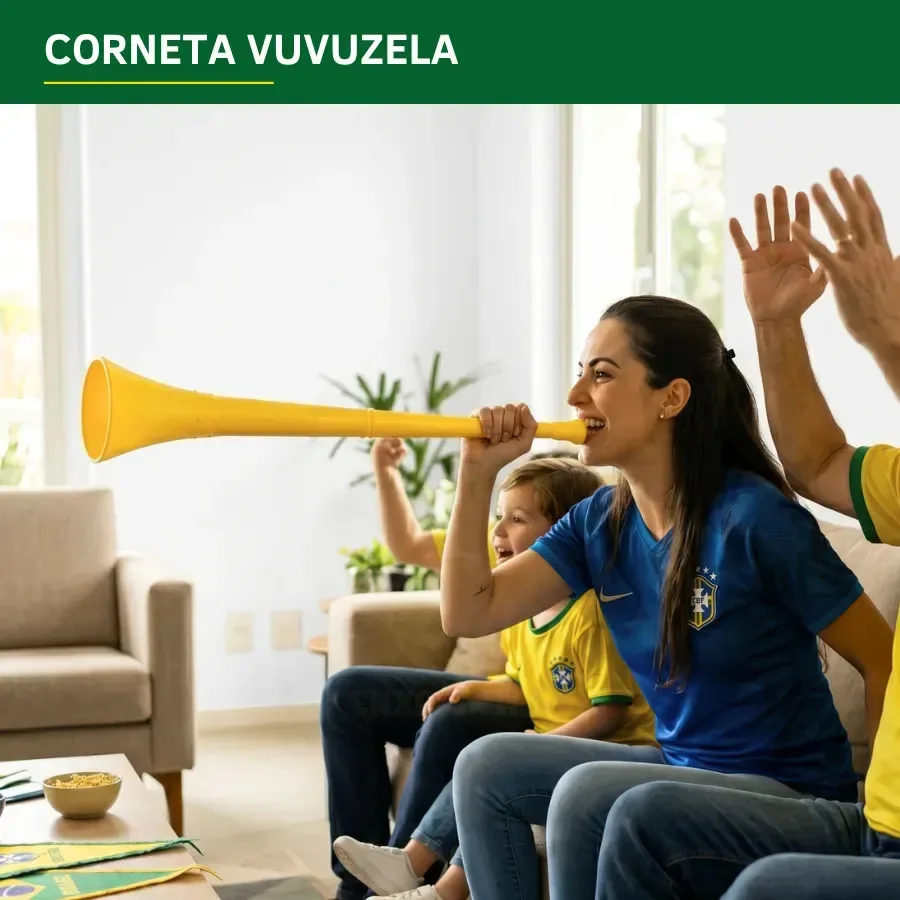 Vuvuzela Tema Copa Do Mundo Som Alto Potente Resistente Amarelo Premium