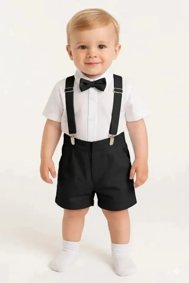 Roupa Batizado Infantil Menino Casamento Formatura Papilloo Cor Preto Tamanho M