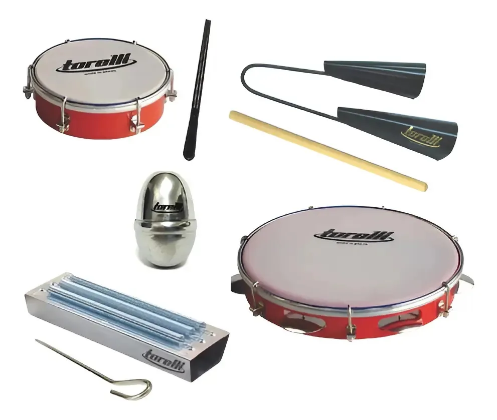 Kit Pandeiro Tp309 + Ganza + Tamborim + Agogo + Reco Vermelho