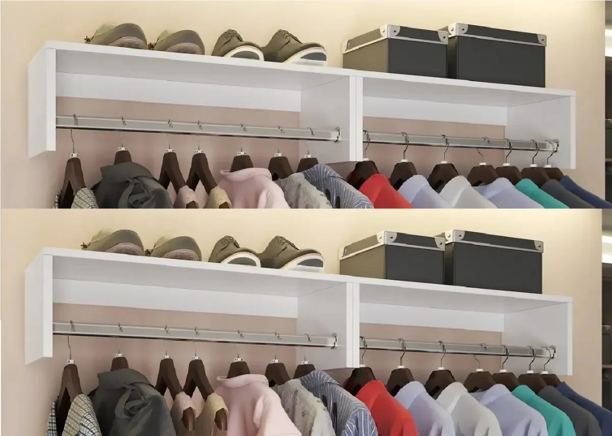 Kit 4 Cabideiros De Parede Porta Roupas Closet Quarto Branco
