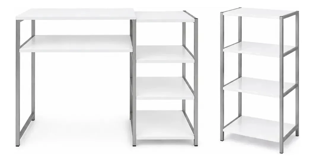 Mesa Para Salão Com Estante Mdf Reforçada Cinza