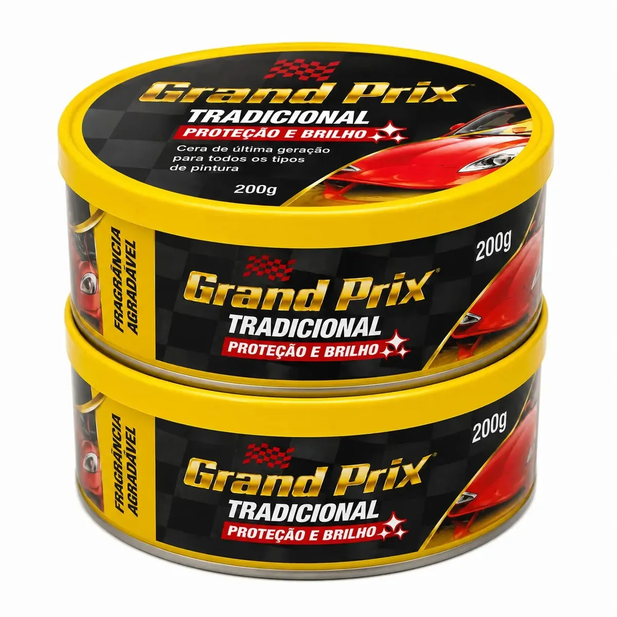 02 Ceras Automotiva Tradicional Grand Prix 200g Proteção e Brilho Fácil Aplicação Alto Rendimento para Carros e Motos