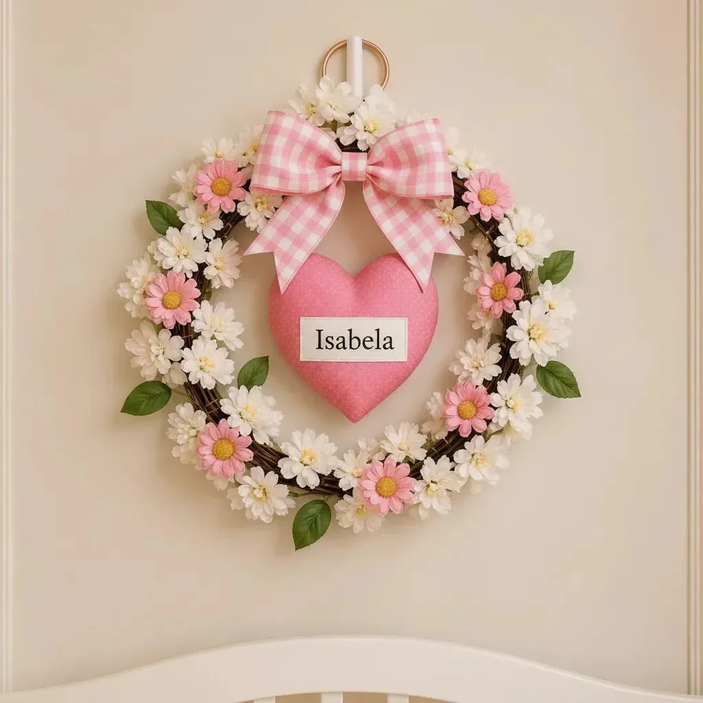 Enfeite Porta Bebê Maternidade Personalizado Com Nome Menina Rosa