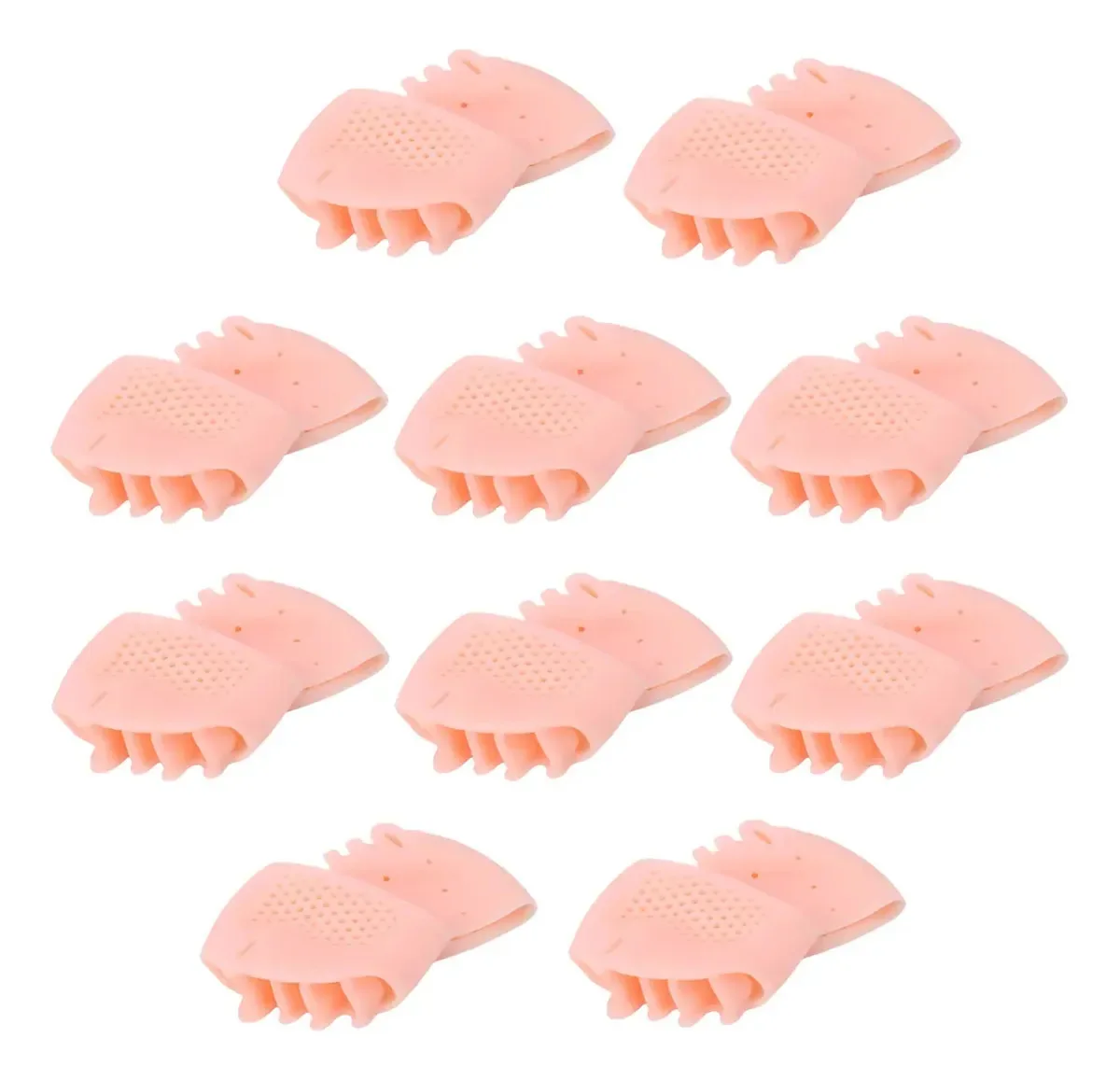 10 Pares Separador Dedos Palmilha Silicone Alívio Dor Pe Neutro