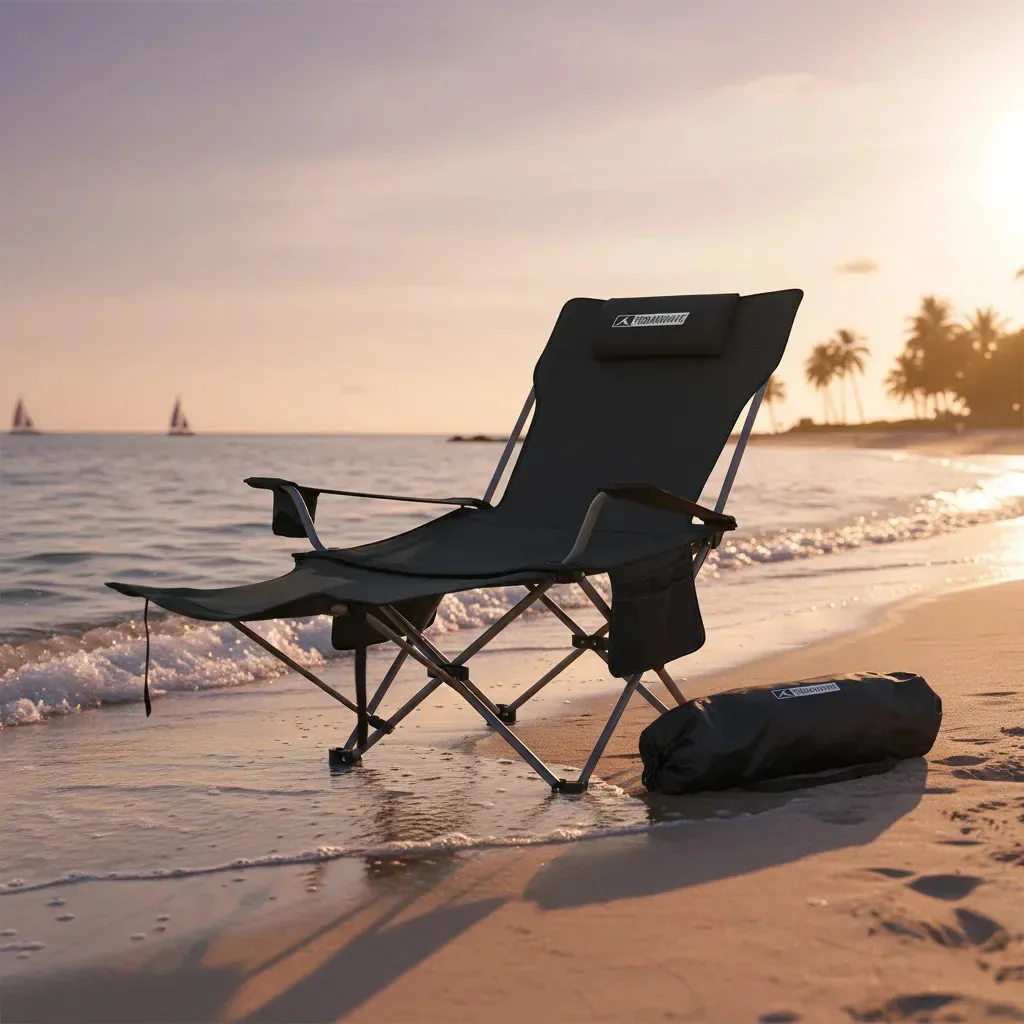 Cadeira Camping Dobrável Pesca Praia Reclinável Portatil Preta