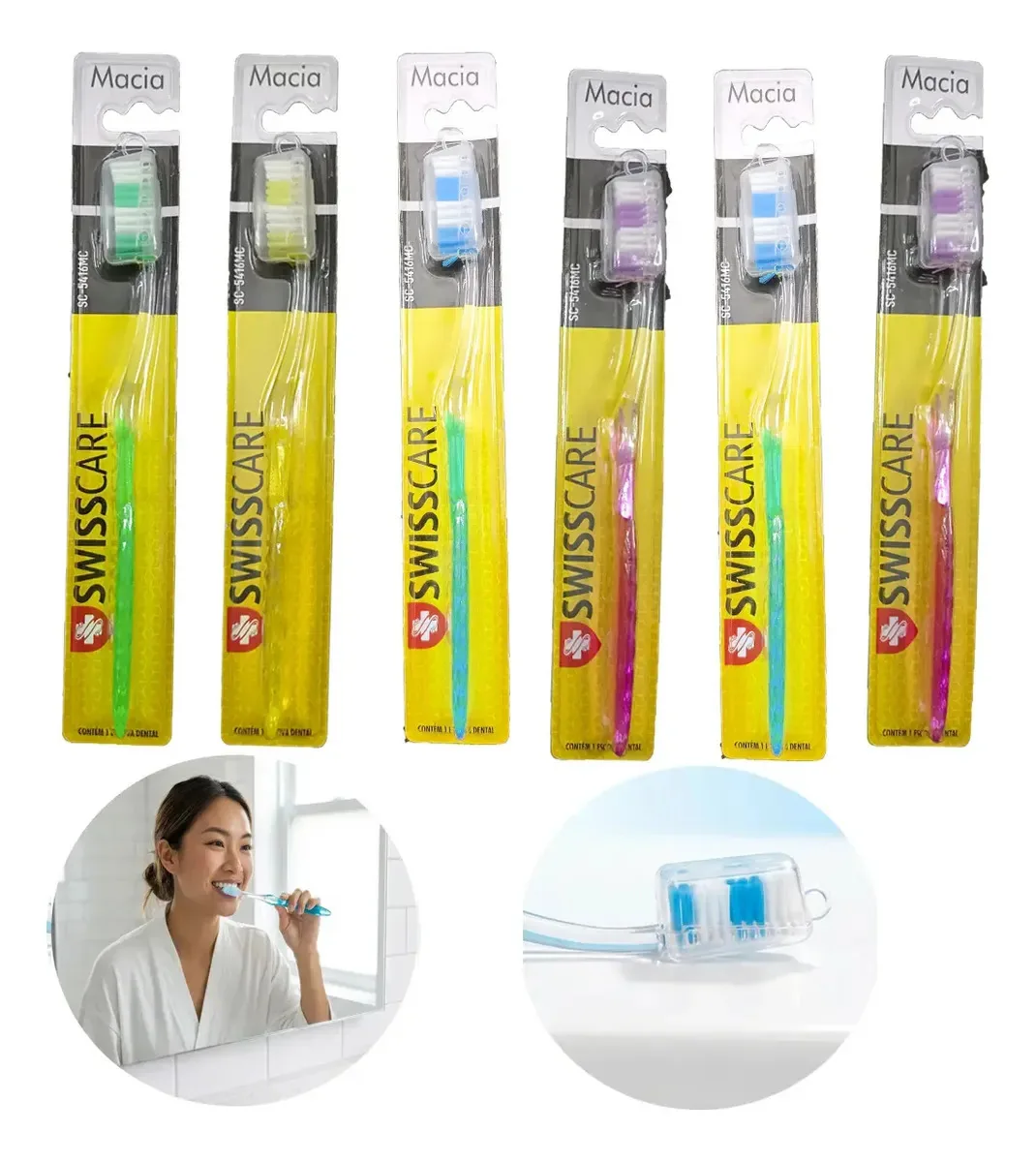 Escovas De Dente Swisscare Macia Kit Com 6 Escovas Sortida