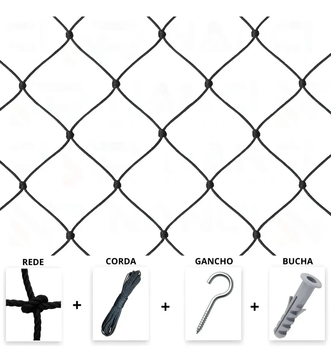 Kit Rede Tela De Proteção 1,00x3,00 Para Sacadas Janelas Preto