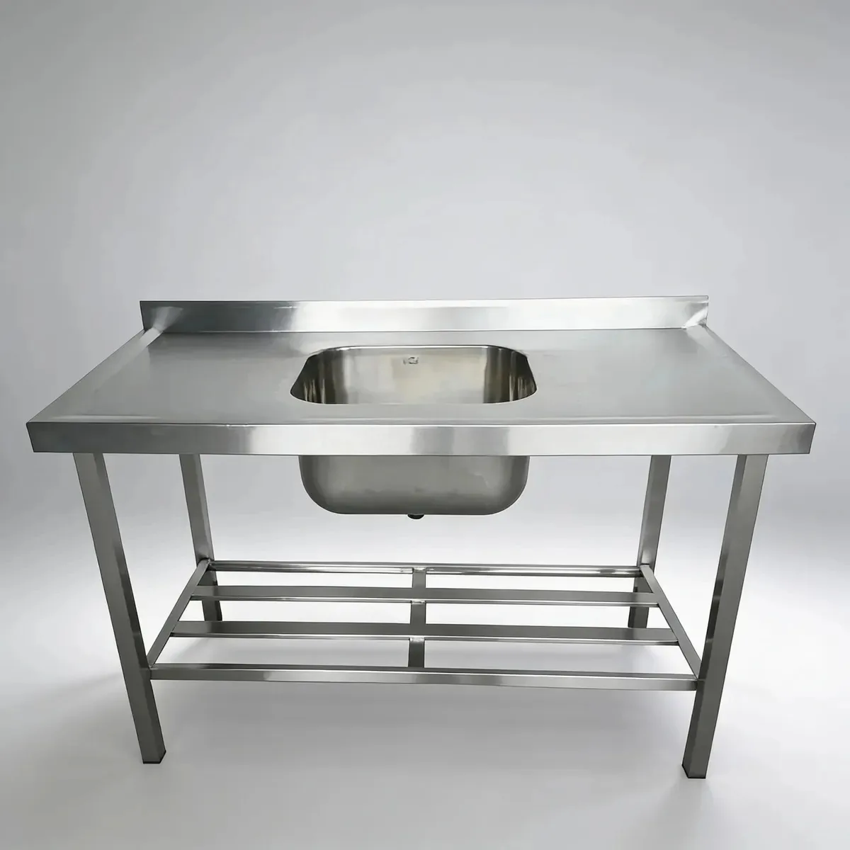 Pia Inox Industrial 140cm - Reforçada Soldada C Prateleira