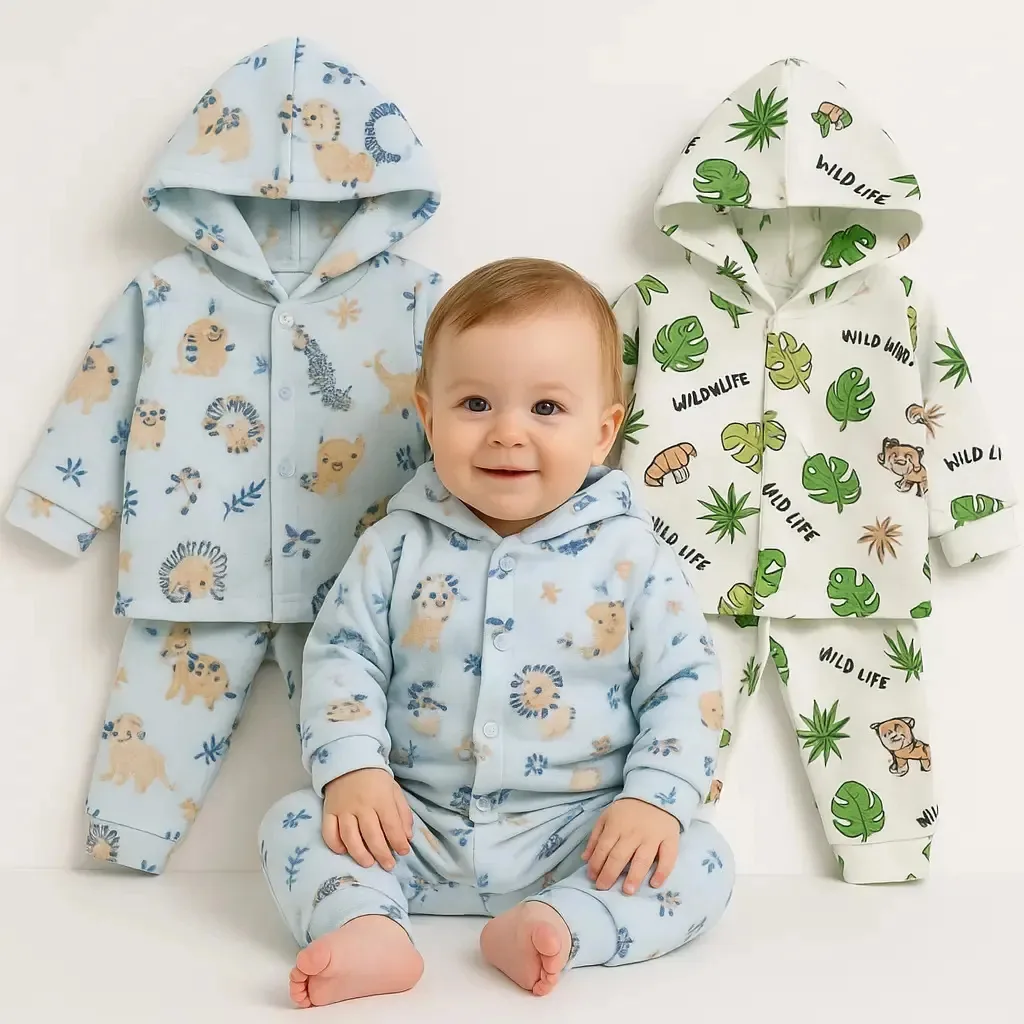 Kit 2 Conjuntos Inverno Infantil Soft Roupa Frio Para Bebê Cor Meninos Tamanho P