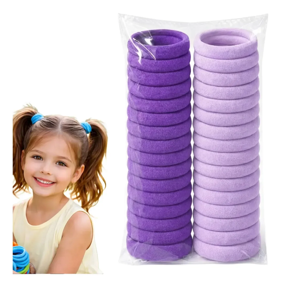 Kit 100 Xuxinha Prendedor Rabicó Elásticos Para Cabelo Firme Cor Violeta