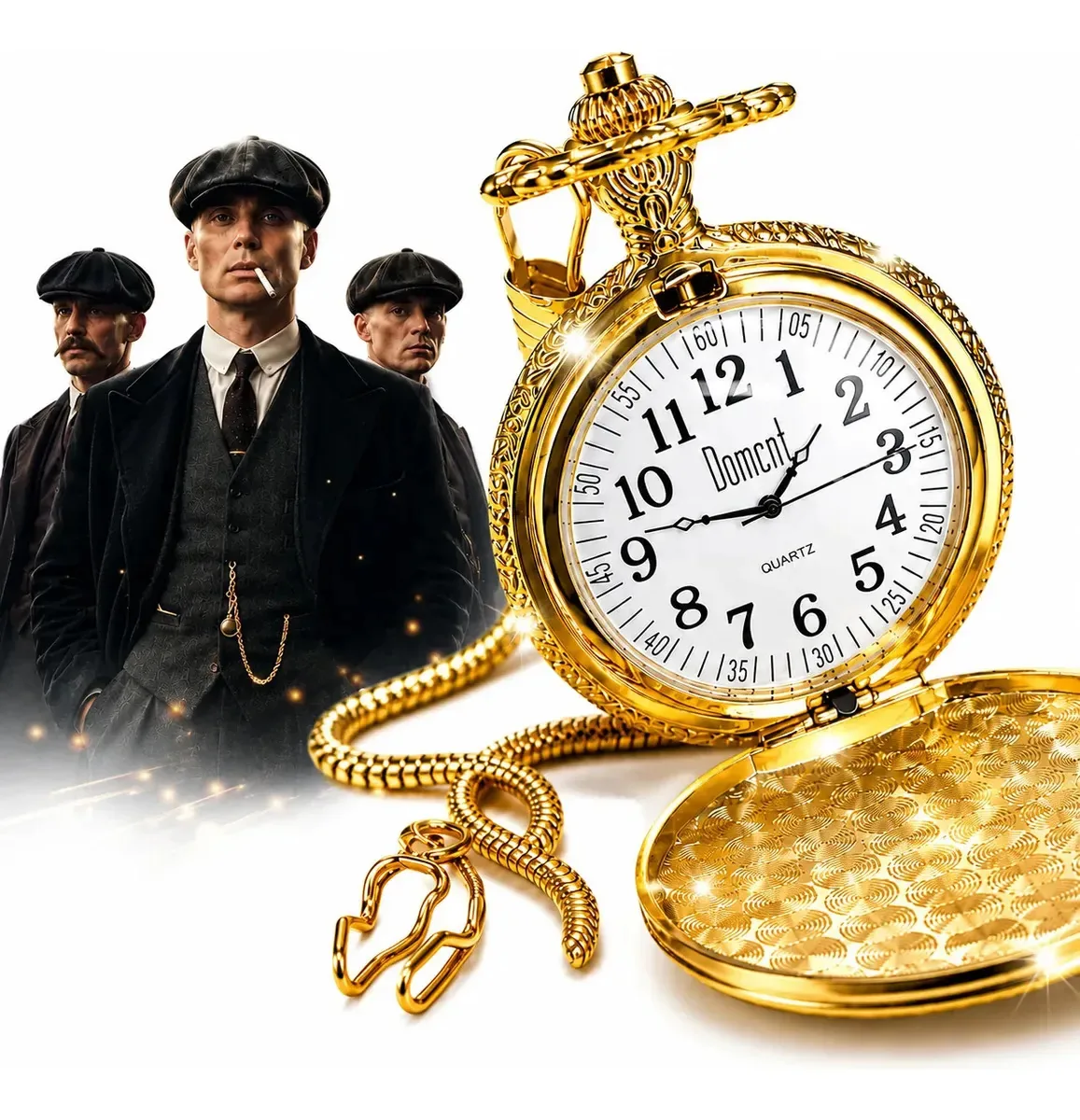 Relógio De Bolso Dourado Vintage Retrô Antigo Com Corrente