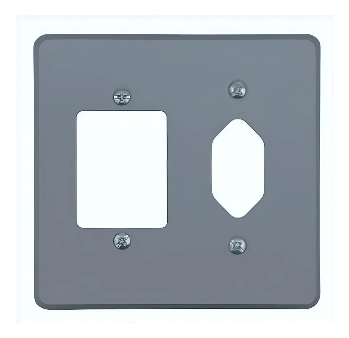 Placa 4x4 Pial Silentoque com Tomada e 3 Interruptores Cinza