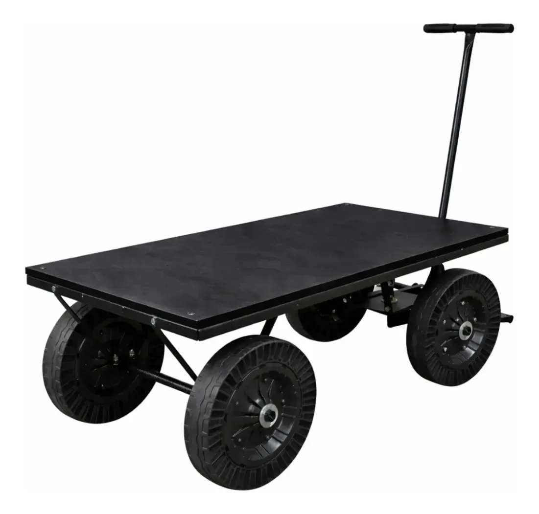 Carrinho Plataforma Aço 300kg 4 Rodas Flex Cargas Pesada Cel Preto