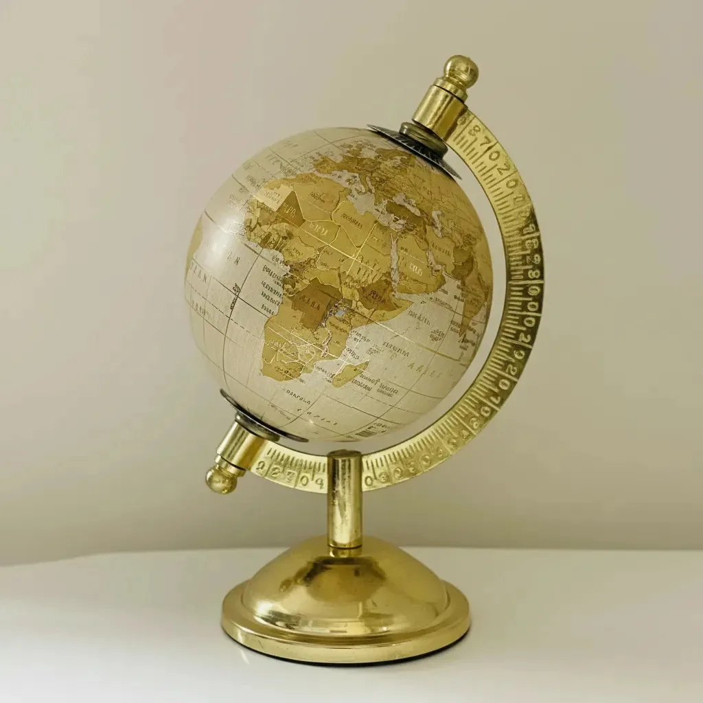 Globo Bola Terrestre Dourado Gold Luxo Decoração Giratório Dourado 15cm Dourado