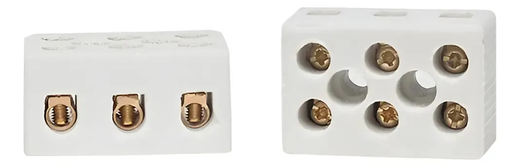 02 Conector 10mm Porcelana Emenda Para Fio Tripolar Chuveiro