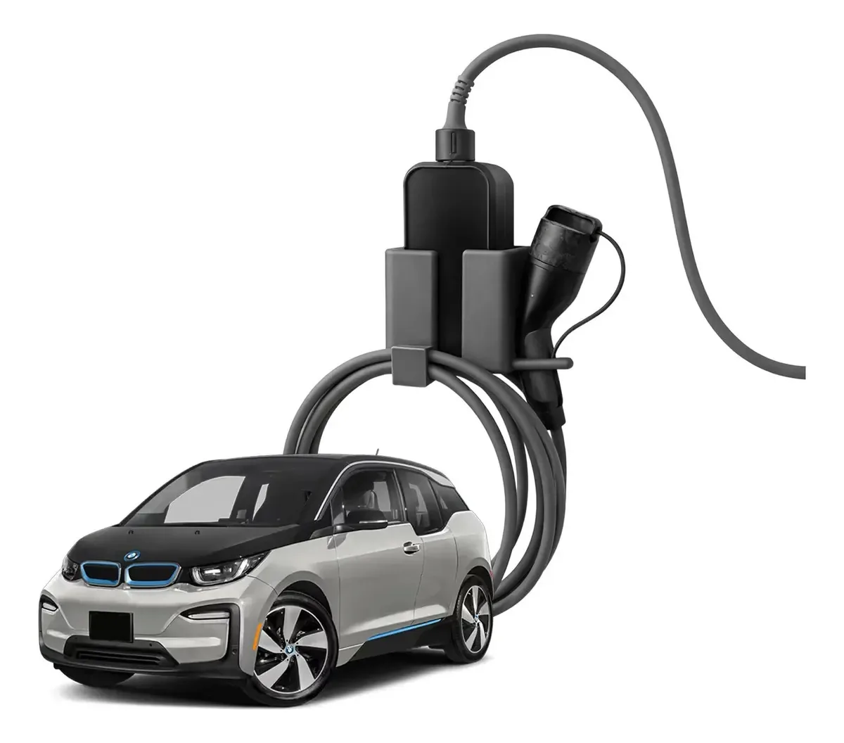Suporte De Parede Carregador Portátil Carro Elétrico Preto