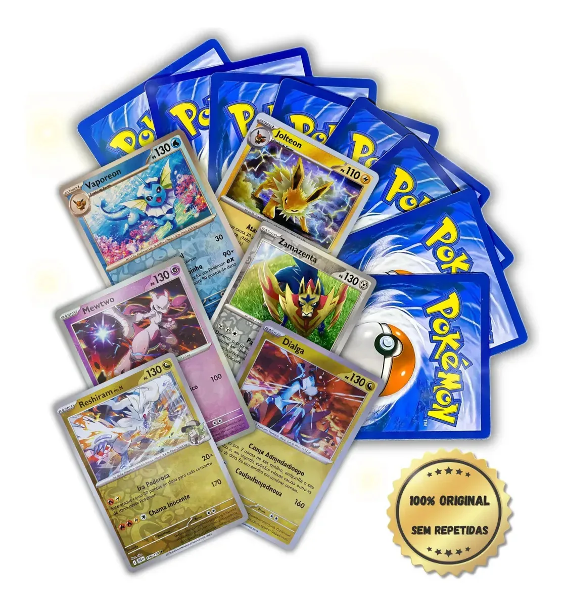 30 Cartas Pokémon Brilhantes (holo, Reverse)