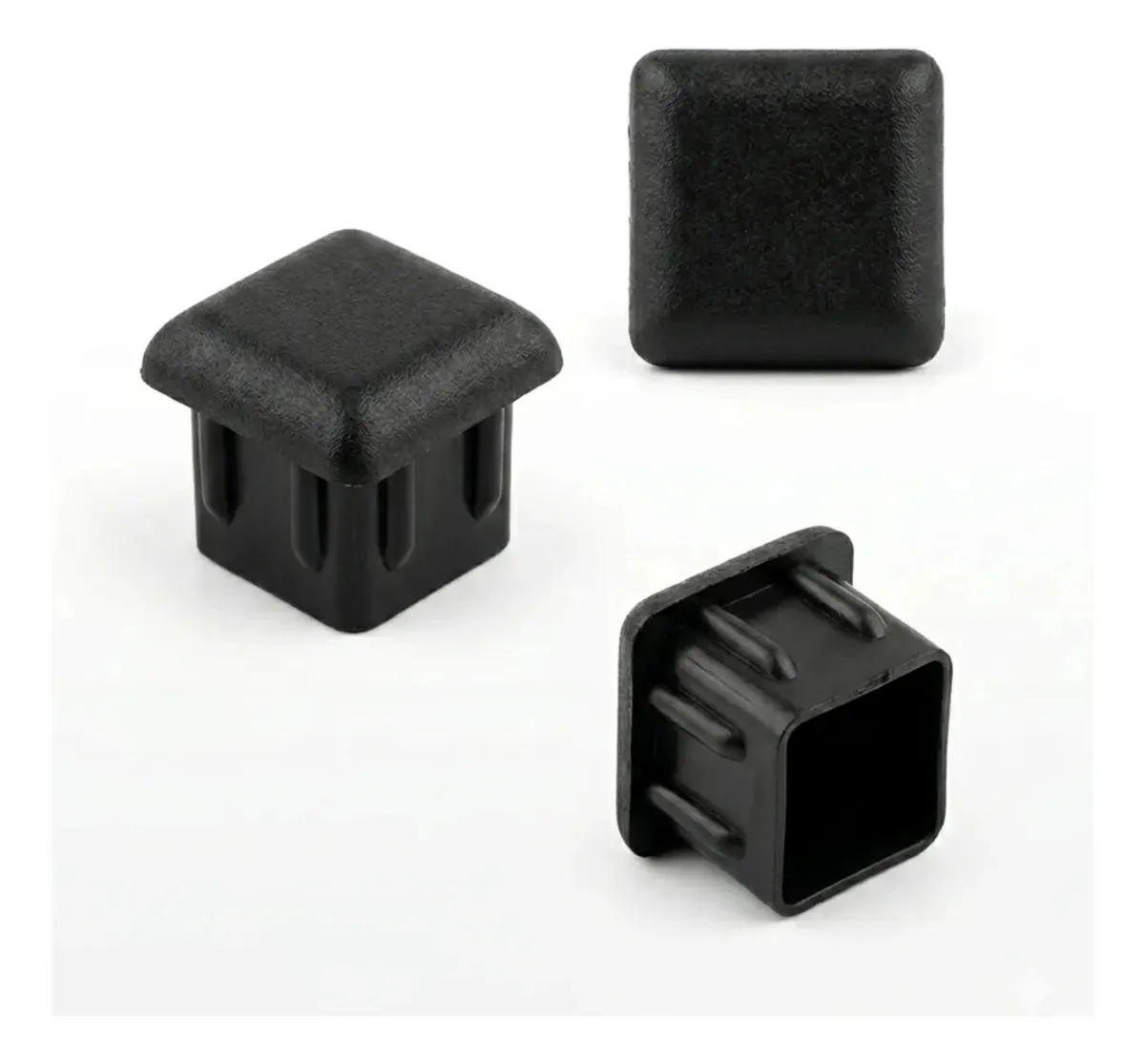 12 Ponteiras Antiderrapante Interna 20x20 Pé Metalon Tampa Preto