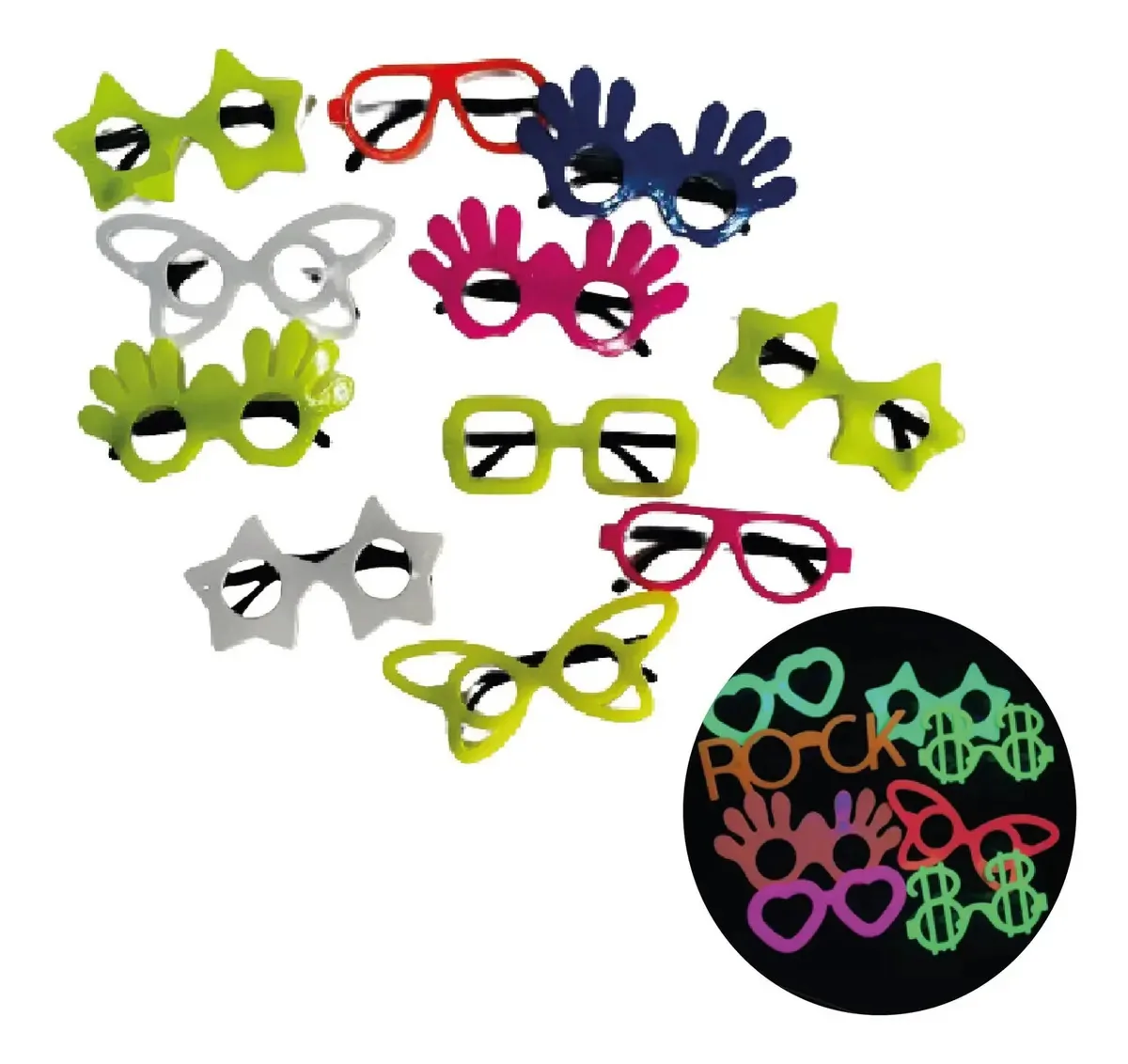 Kit 50 Óculos Neon Divertidos Sortido Neon Óculos Para Festa