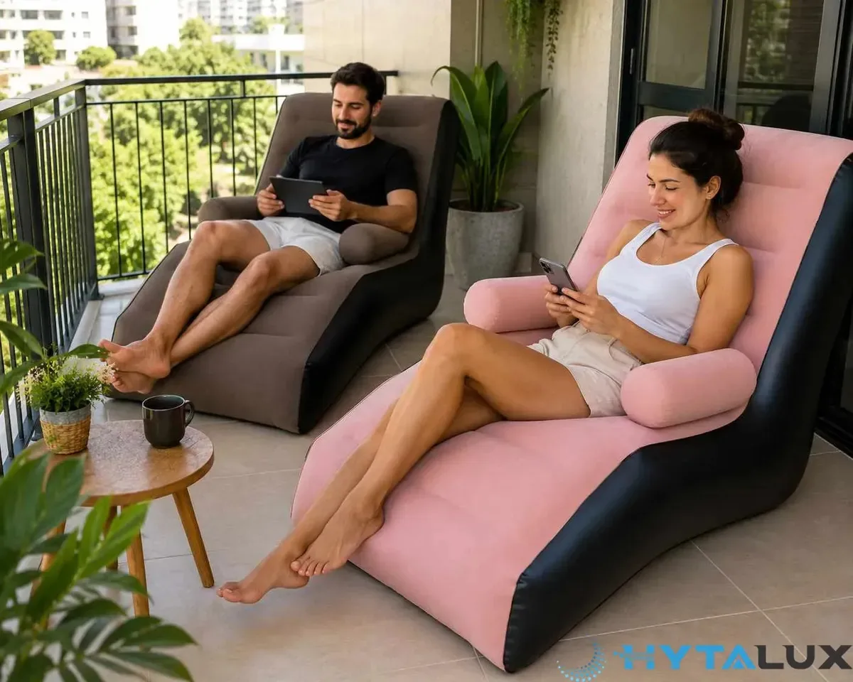 Sofá Poltrona Inflável Reclinável Puff Camping Piscina Varanda Praia Jardim Confortável