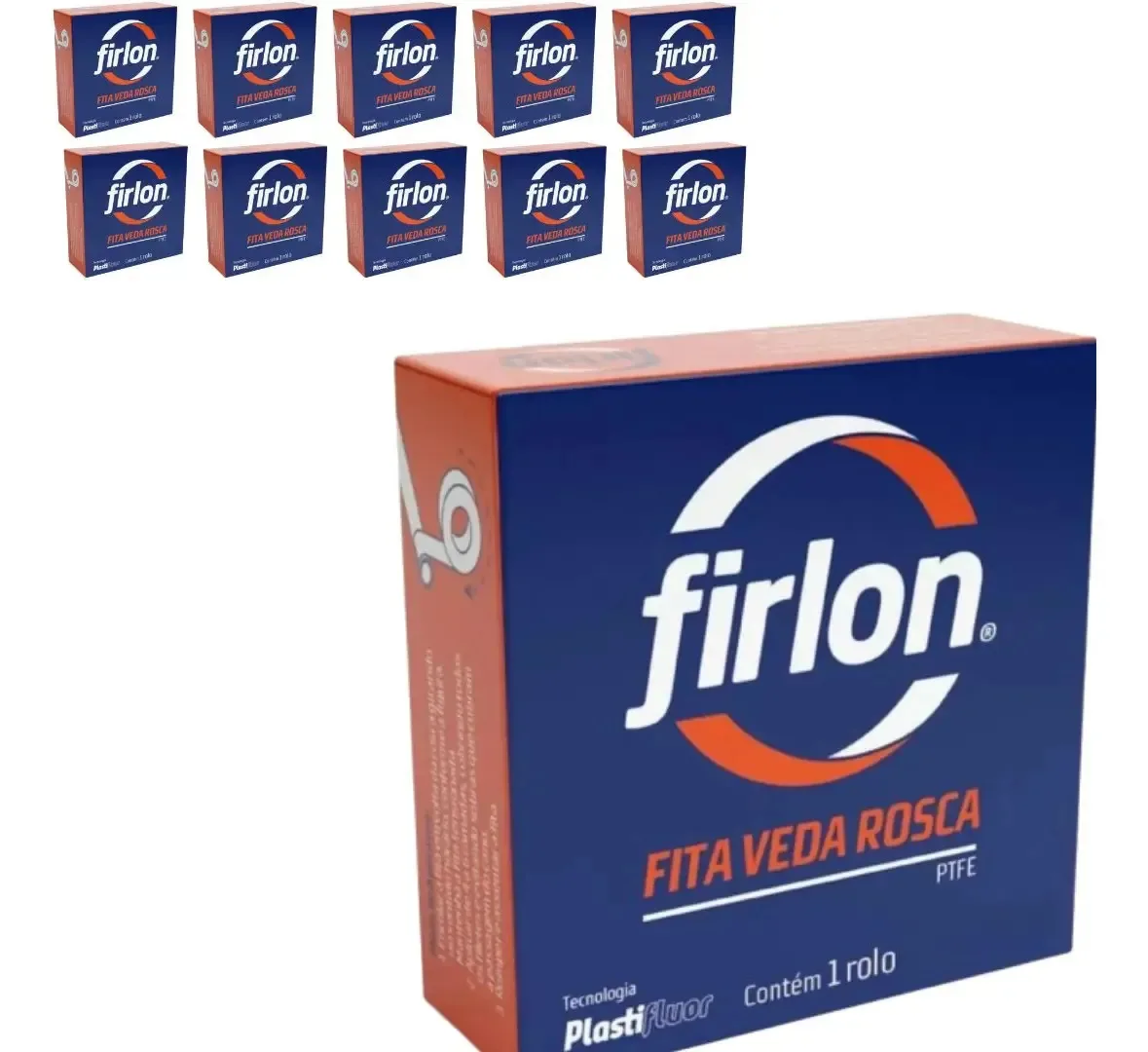 Kit 10 Fita Veda Rosca 12mm X 10 Metros Firlon Branco