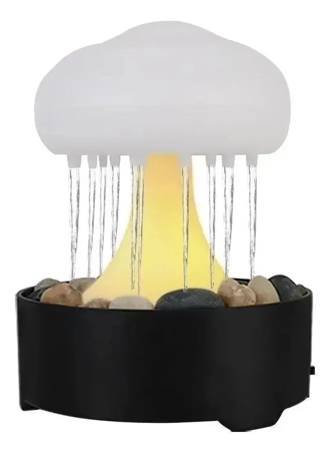 Fonte Água Decorativa Relaxante Led Som Chuva Rain Cascata