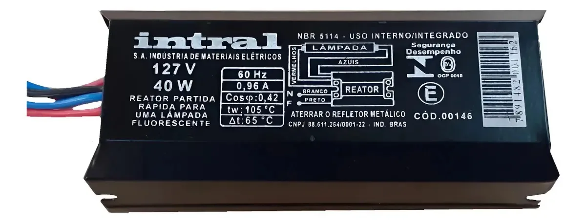 Reator Convencional 1x40w Intral