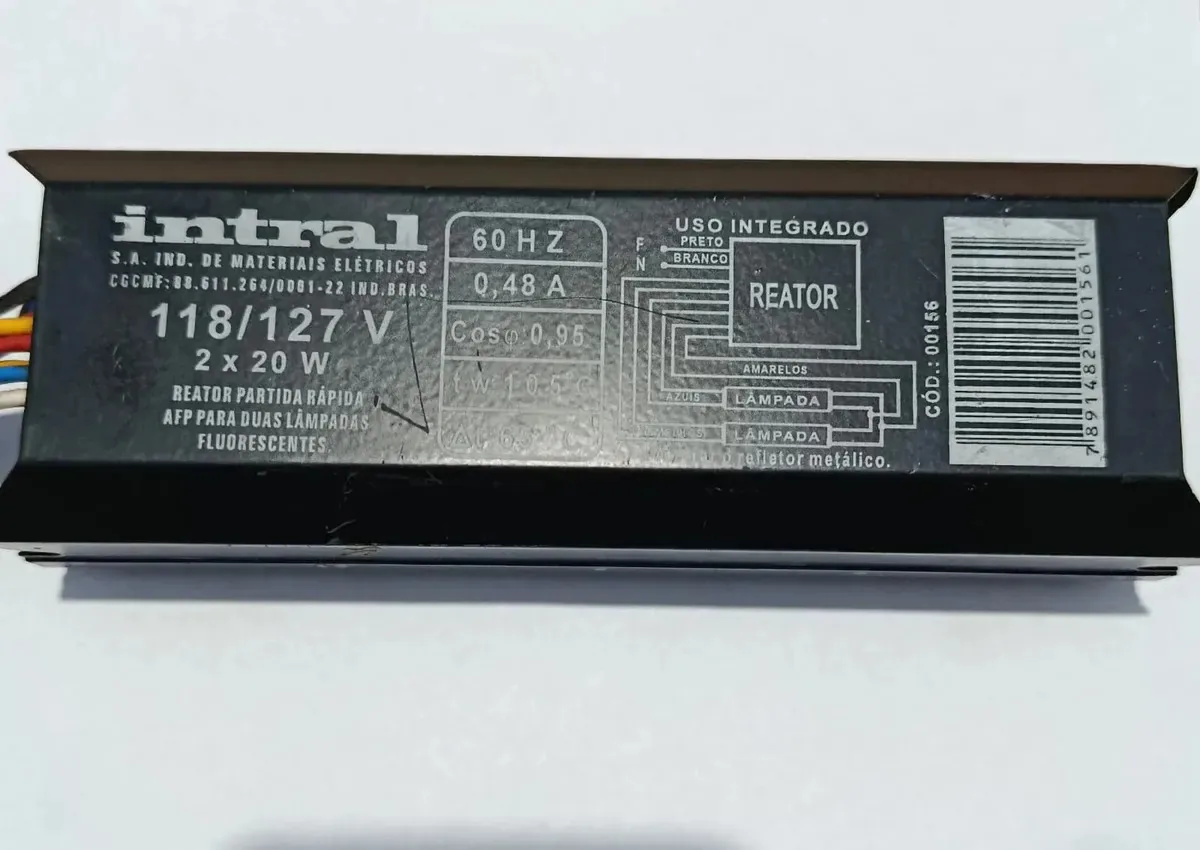 Reator Eletronico Preto 2x20w Intral