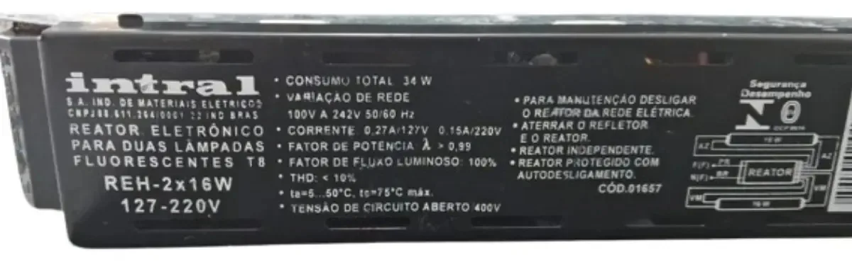 Reator Eletrônico Intral 2 X 16w Bivolt 127 / 220v 01657
