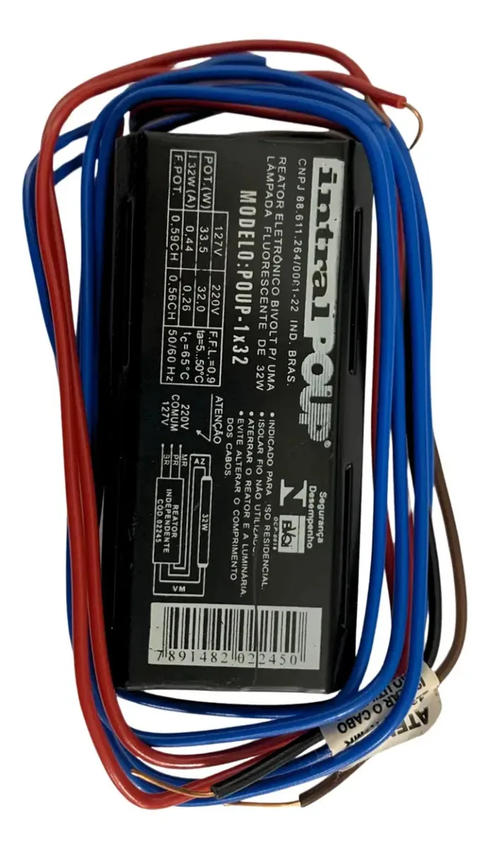 Reator Eletrônico Poup-1x32w P Lâmpada Fluorescente - Intral