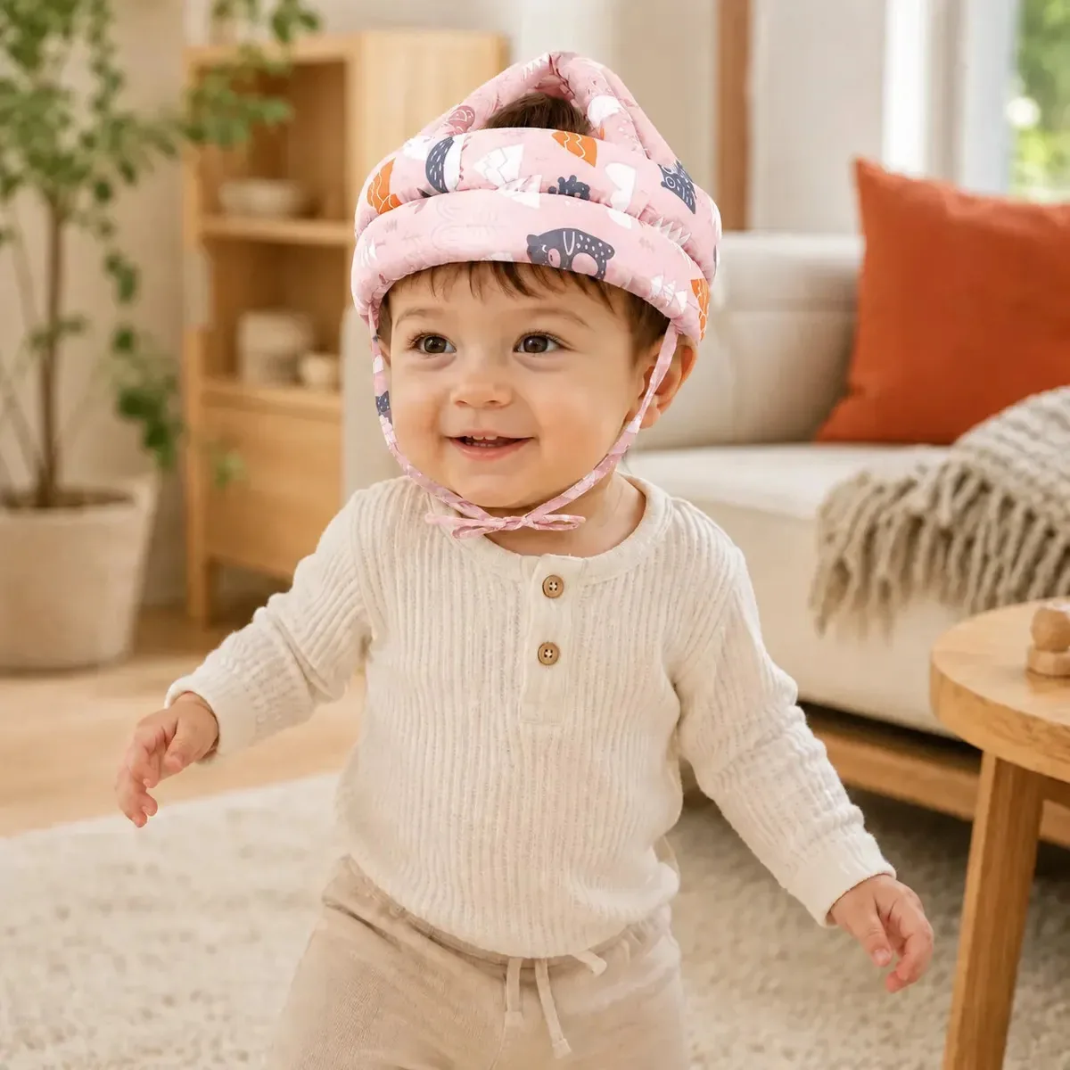 Capacete De Segurança Para Bebê Anti Colisão Ajustável Protetor De Cabeça Infantil Para Engatinhar Andar Primeiros Passos Proteção Anti Queda Rosa Pitia