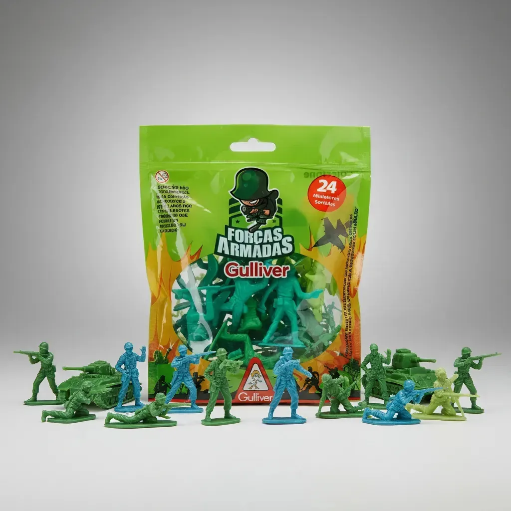 Brinquedo Saquinho Forças Armadas Com 24 Figuras Gulliver Verde