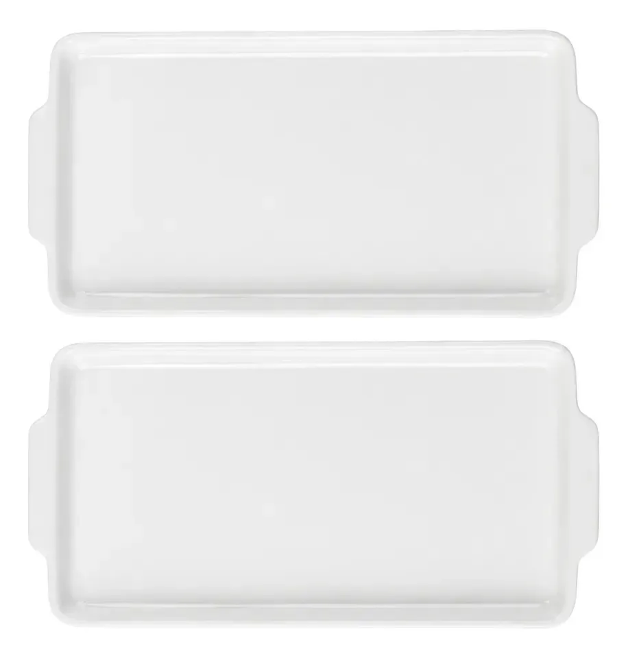 Bandejas De Porcelana Servir Entradas 27,5cm 2 Unidades Branco