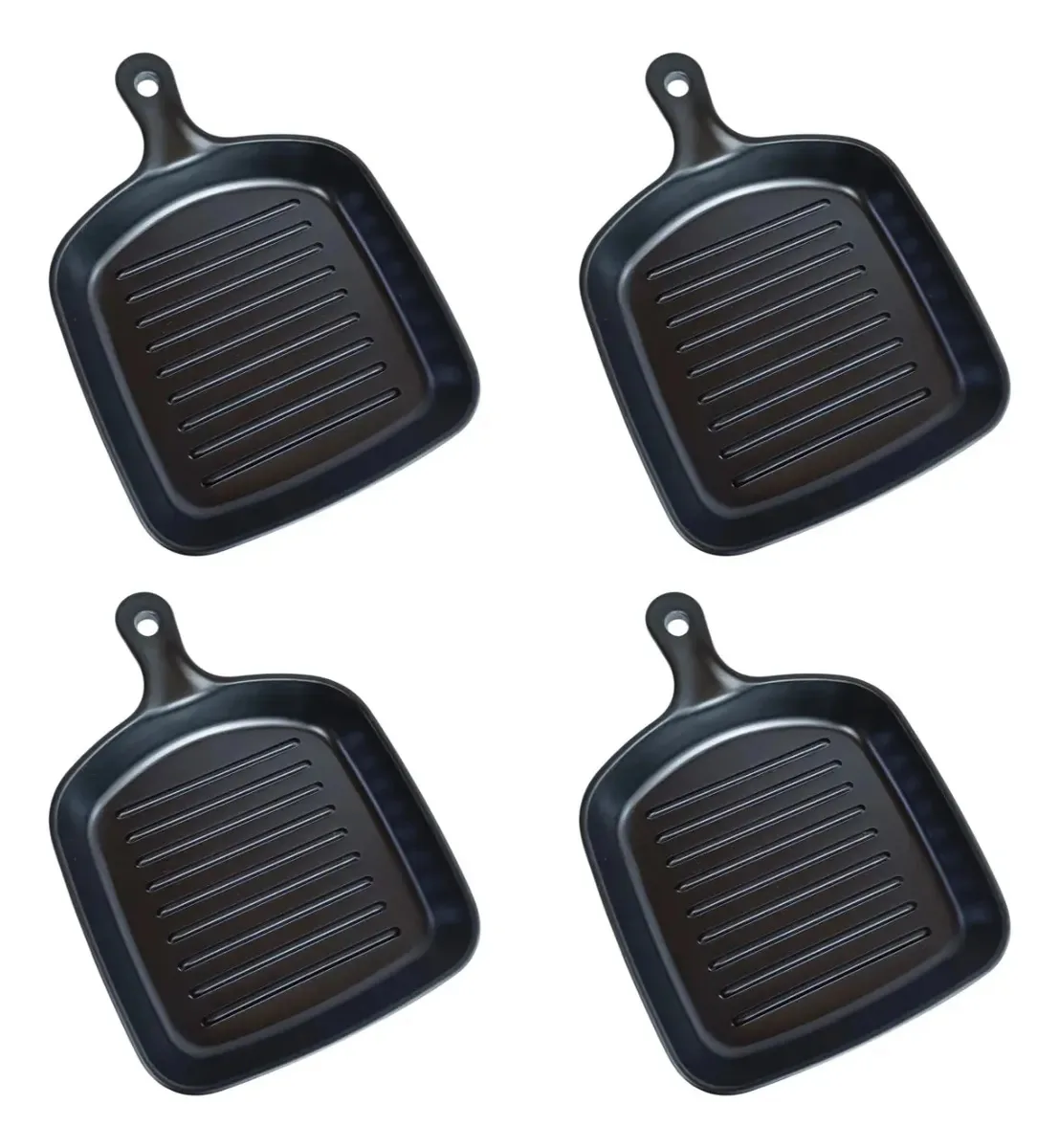 Kit 4 Frigideira Melamina Pequena Sushi Finger Food Entradas Preto