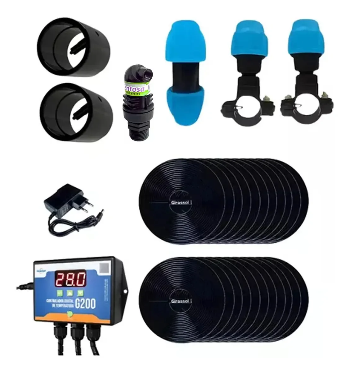A1 Girassol Aquecedor Piscina 88m³ 22 Placas E Controlador