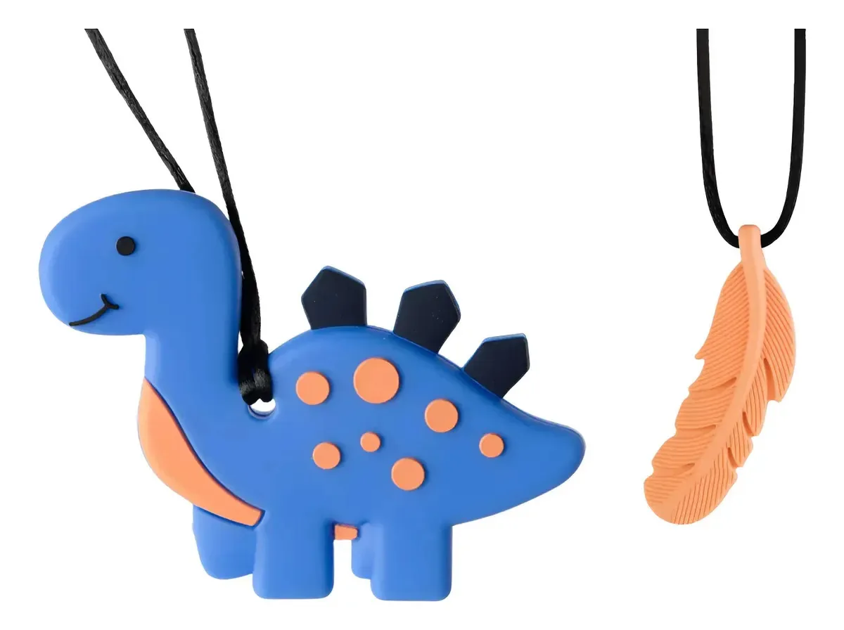 Mordedor Sensorial Colar Silicone Infantil Cor Azul