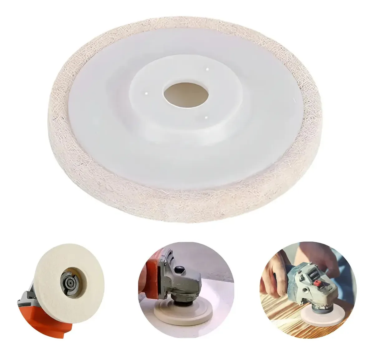 Disco Flap Feltro Lã Para Polimento 115mm Politriz Lixadeira Branco