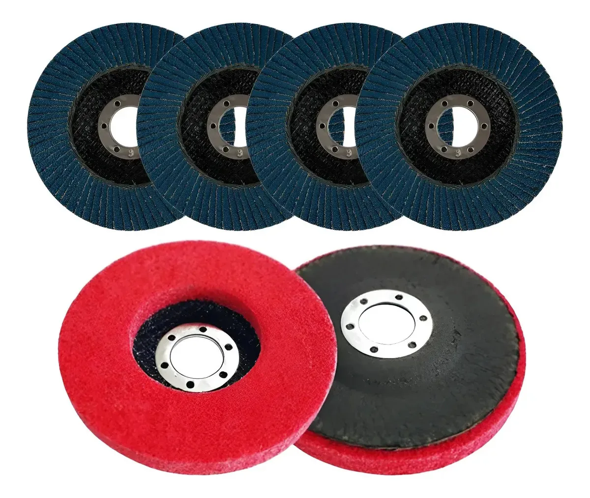 Kit Polimento Aço Inox Disco Polir Metal + Discos Flap 115mm Vermelho