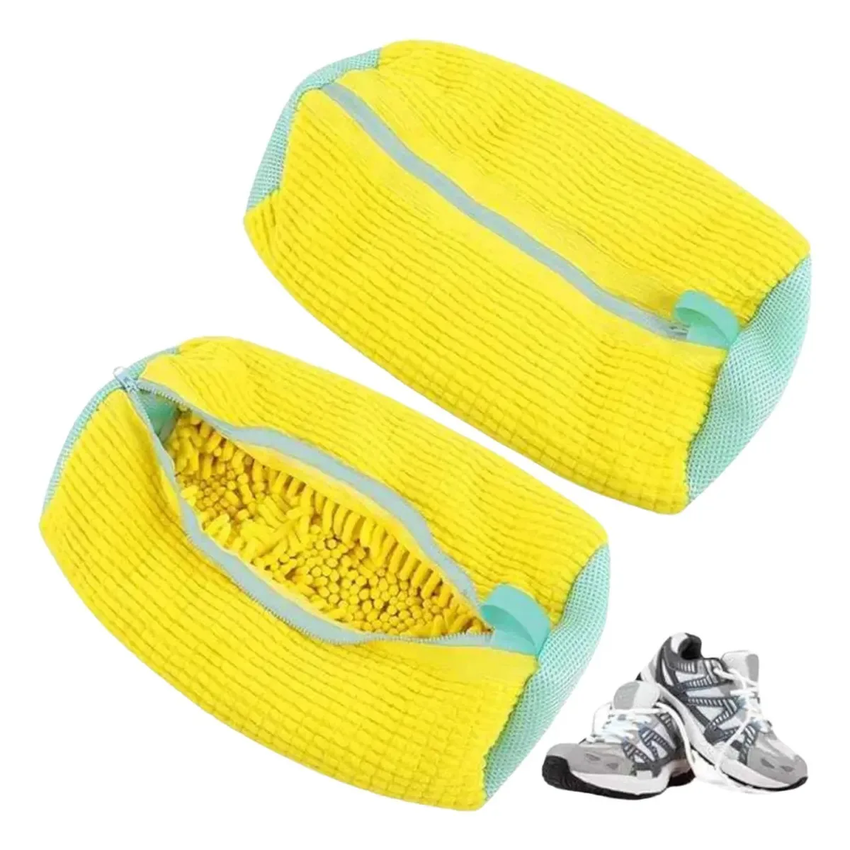 Saco Protetor Amarelo com Zíper para Lavar Tênis e Sapatos