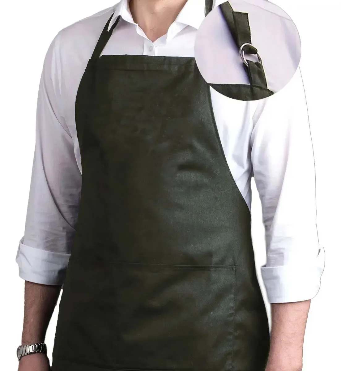 Kit 10 Aventais Brim C/ Bolso Churrasqueiro Chef Garçon Bar Cor Cinza-escuro