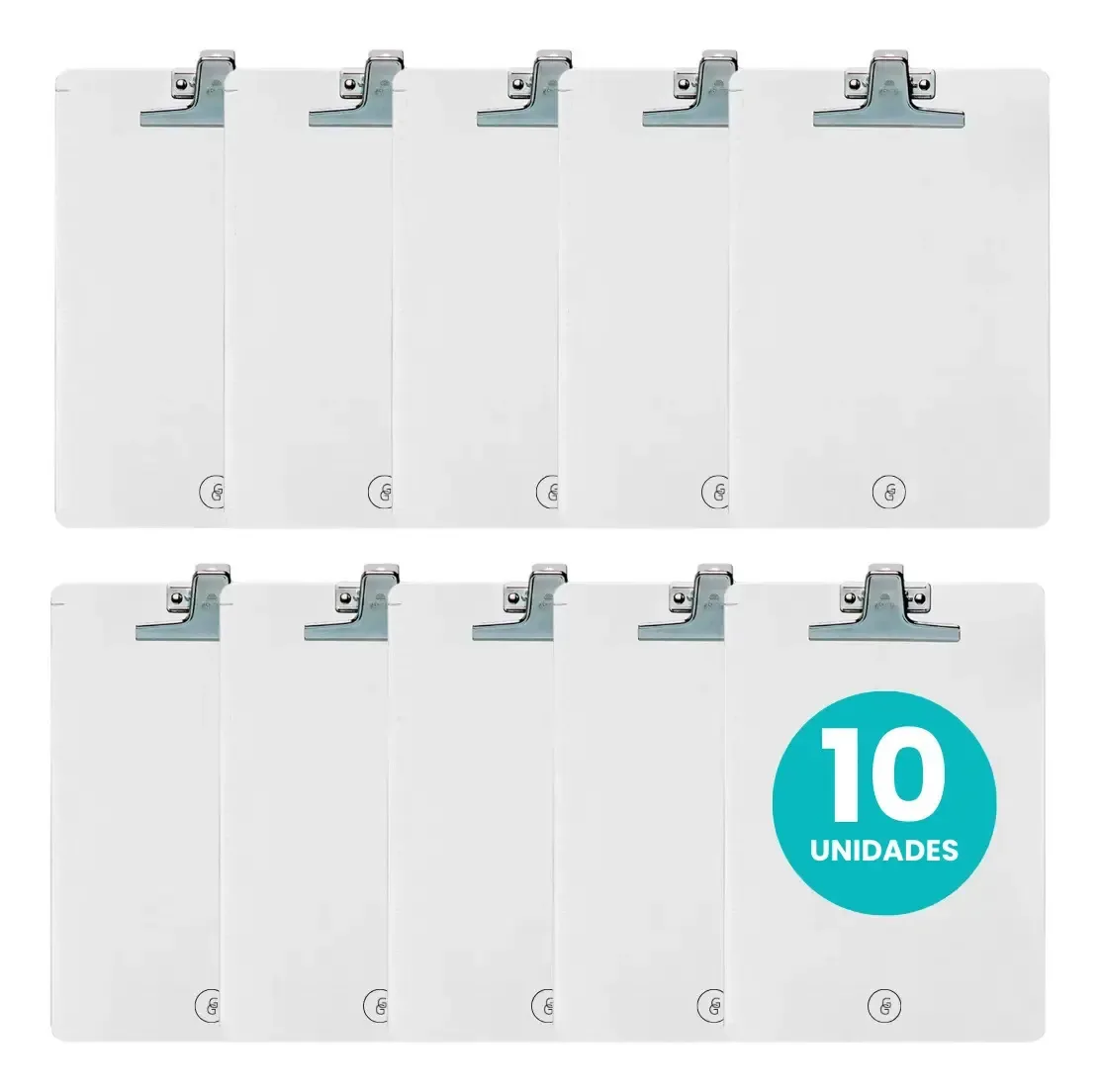 Kit De 10 Pranchetas De Acrílico Cristal Ofício Com Garra De Metal
