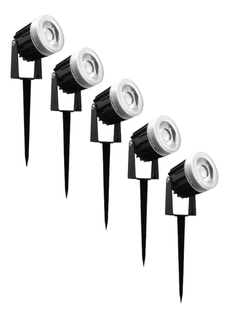 Kit 5 Refletores LED RGB de 5W para Jardim