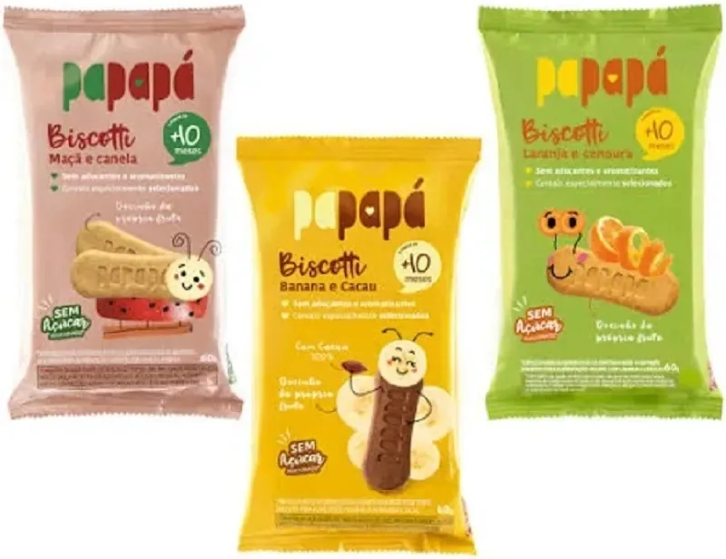 Kit 3 Sabores Biscotti Infantil Bebe Natural Papapá