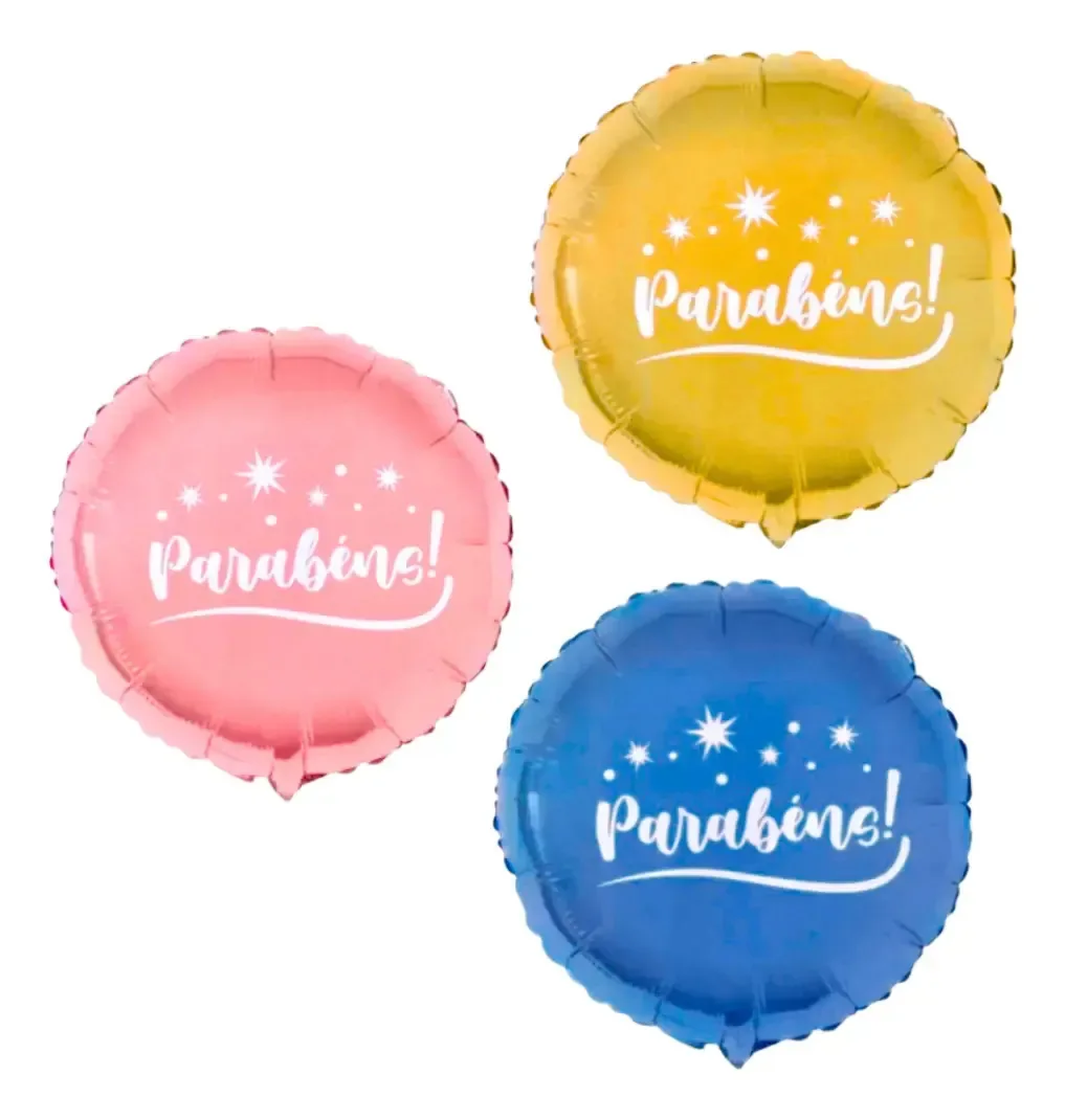 Kit 02 Balão Parabéns Aniversário Decoração Festa 45cm Cor Amarelo