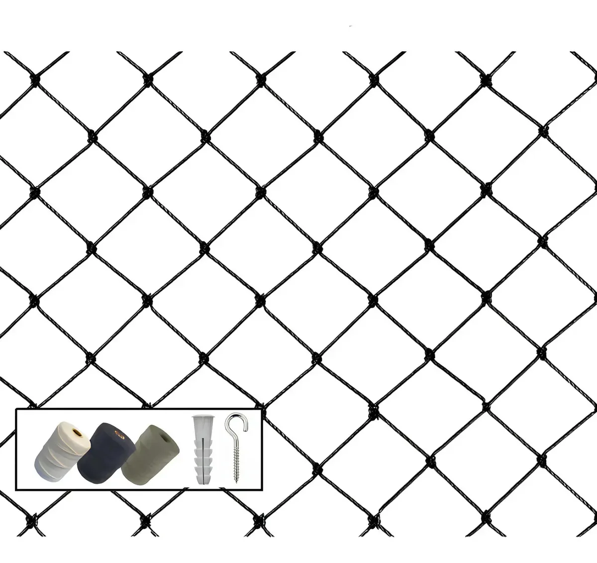 Kit 1,20x5,00 Completo Rede Tela De Proteção Para Janelas Cor Preta